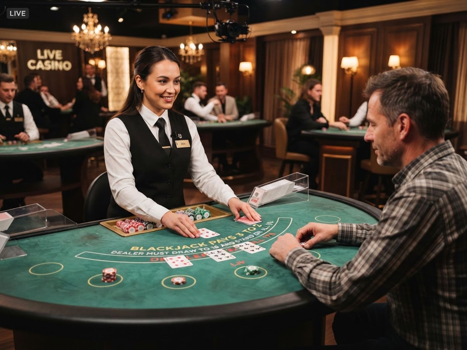 Table de blackjack en direct