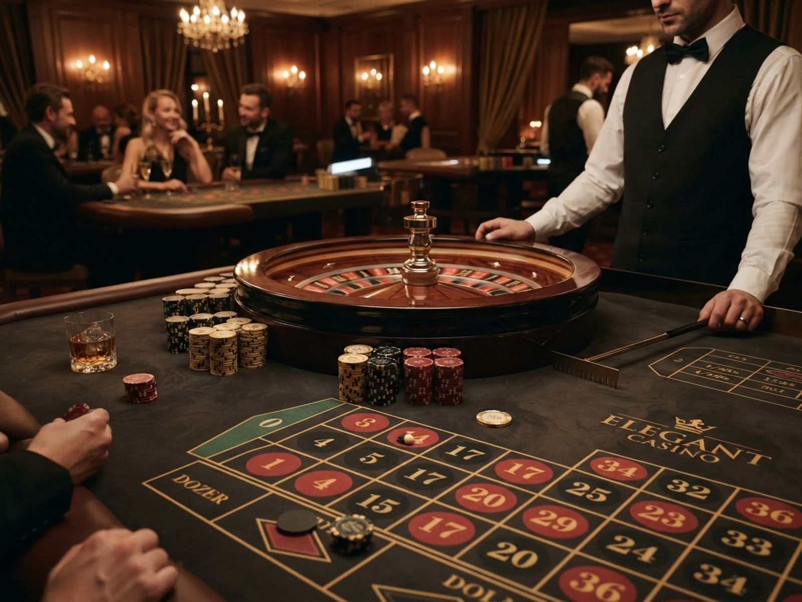 Table de roulette Azur Casino avec jetons